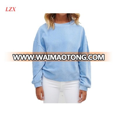 Chinese Factory Ling Zhi Xiu New Look Rib Cord Balloon Sleeve Jumper/Top